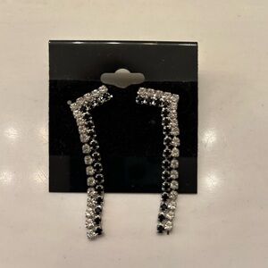 Rhinestone and Black Crystal Earrings